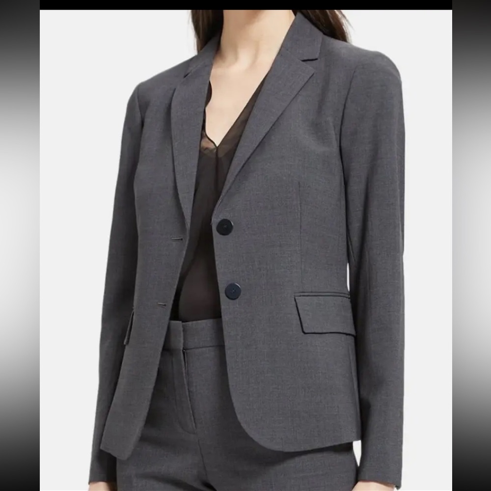 TAILORED Dark-grey Two-piece Blazer and wide-leg trousers set.